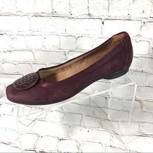 Clarks burgundy suede baker flats 8 N